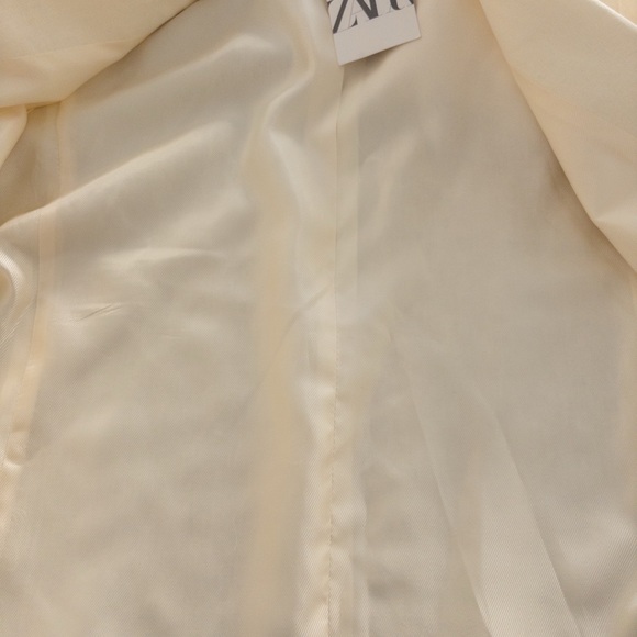 Zara Cream Linen Blend Tailored Blazer Jacket Size Small NWT - Picture 7 of 7
